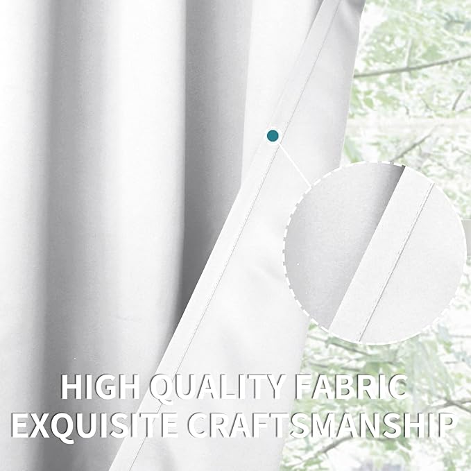 BGment Room Darkening Curtains for Bedroom - Grommet Thermal Insulated Window Treatments Light Blocking Curtains for Living Room, Set of 2 Panels, Each 46 x 54 Inch, Pure White