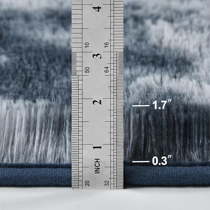 Deerhoo Shag Area Rug, 4 X 6 Tie-Dyed Plush Fuzzy Rugs for Living Room, Ultra Soft Fluffy Furry Rug for Bedroom, Indoor Carpet Nursery Rugs for Kids Room Home Decor, Blue and Grey