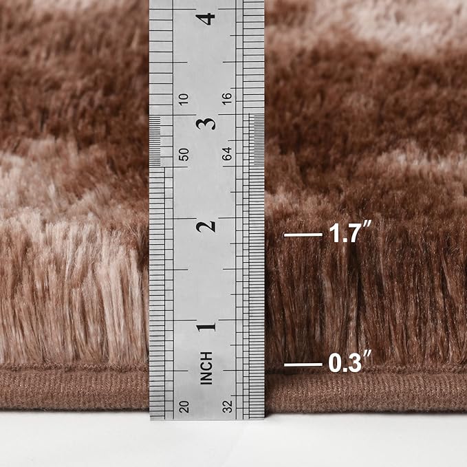 Deerhoo Large Shag Area Rugs 6 x 9, Tie-Dyed Plush Fuzzy Rugs for Living Room, Ultra Soft Fluffy Furry Rug for Bedroom, Indoor Carpet Nursery Rugs for Kids Room Home Decor, Coffee