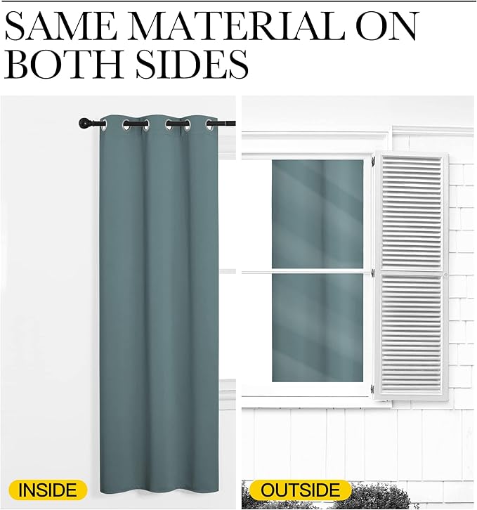 NICETOWN Modern Blackout Curtains Noise Reducing, Thermal Insulated and Privacy Room Darkening Drape Panels for Boy's Guest Room Door Small Short Window (Greyish Blue, 2 Panels, W55 x L68 -Inch)