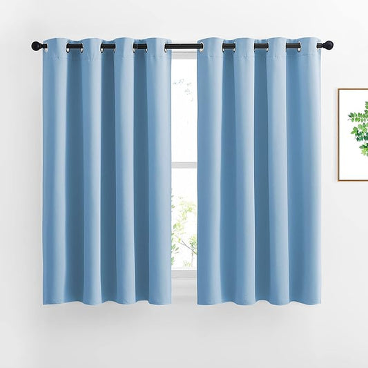 NICETOWN Blue Bedroom Blackout Curtains - Functional Blackout Draperies and Drapes Window Panels, Thermal Insulated, 52 inches x 45 inches, Set of 2 Panels, Blue