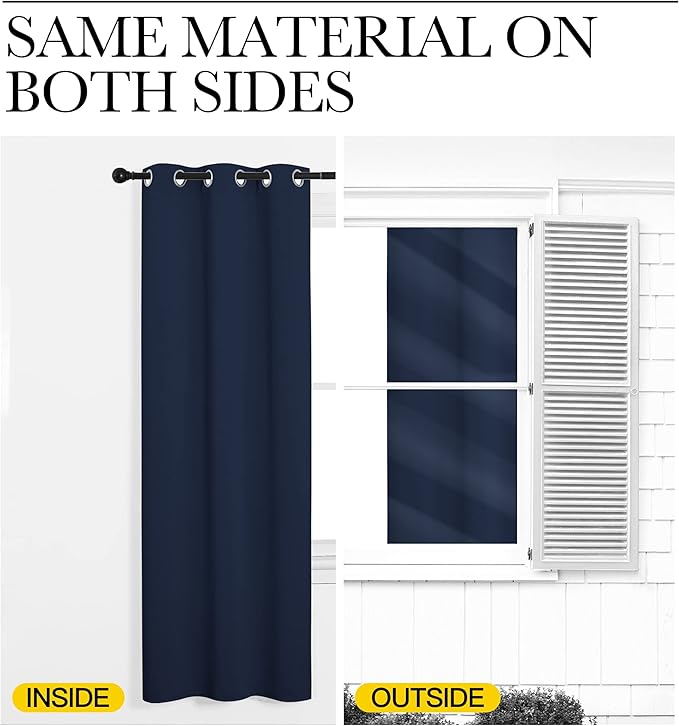 NICETOWN Navy Blackout Curtains 102" Long for Living Room, 55" W, Set of 2, Thermal Insulated Window Treatment Light Reducing Room Darkening Drapes for Boys Kids Bedroom, Classroom, Apartment