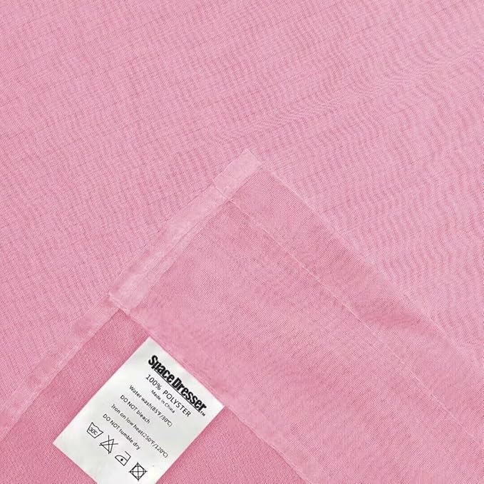 SpaceDresser Sheer Voile Window Treatment Rod Pocket Curtain Panels for Kitchen Bedroom Living Room Drapes Sunlight Filtering Privacy Semi Home Decor Assorted (Light Pink, 52 W x 108 L)