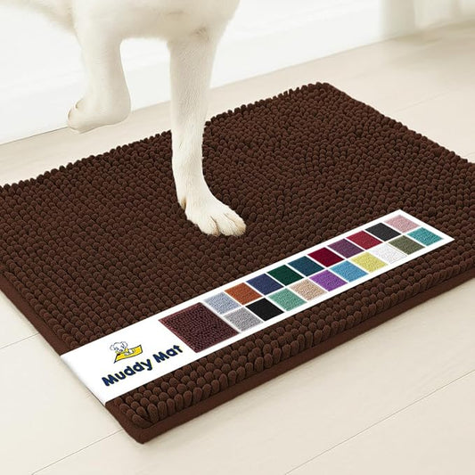 Muddy Mat® | Super Absorbent Door Mat Indoor, Microfiber Quick Dry Chenille Entryway Rug, Non-Slip Front Door Mat, Indoor Mats for Entryway, Machine Washable Pet Rug, Brown 30"x19"