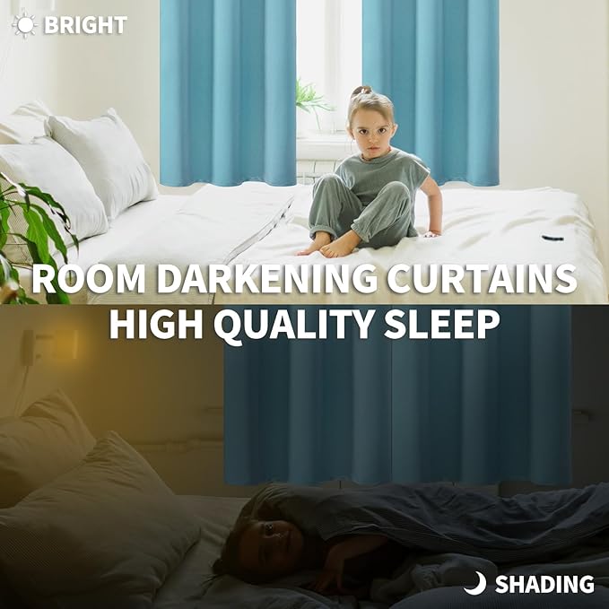 BGment Blackout Curtains - Grommet Thermal Insulated Room Darkening Bedroom and Living Room Curtains, Set of 2 Panels (52 x 54 Inch, Aqua)
