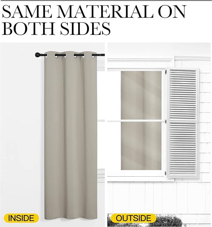 NICETOWN Kitchen 78 inches Long Curtains for Decoration, Natural, 2 Panels, 42 inches Wide, Thermal Insulated Grommet Room Darkening Draperies/Panels for Laundry