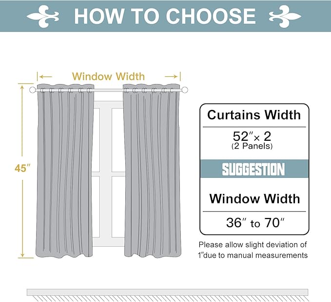 ChrisDowa Grommet Room Darkening Curtains for Bedroom and Living Room - 2 Panels Set Thermal Insulated Blackout Curtains (Greyish White, 52W x 45L)