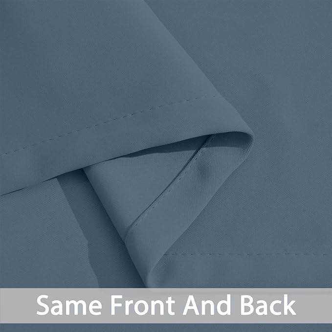 Yakamok Blackout Curtains Room Darkening Thermal Insulated Window Panels,Solid Grommet Top Drapes for Bedroom/Living Room(62Wx84L, Stone Blue, 2 Panels)