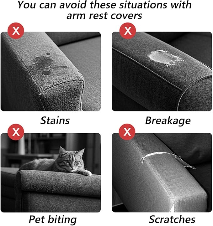 Soothing Home Sofa Covers, Sofa Hero Covers, Wear-Resistant Universal Couch Covers Washable Stretch Sectional Couch Cushion Covers (White,Arm Rest Covers 2pcs)