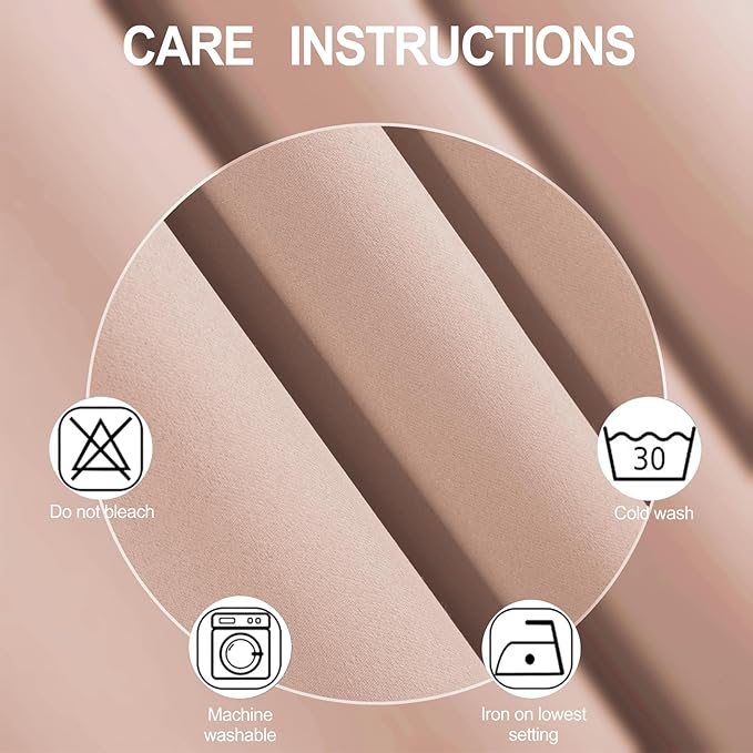 LEMOMO Blackout Curtains 66 x 72 Inch Long Blush Curtains Set of 2 Panels Room Darkening Curtains for Bedroom and Living Room