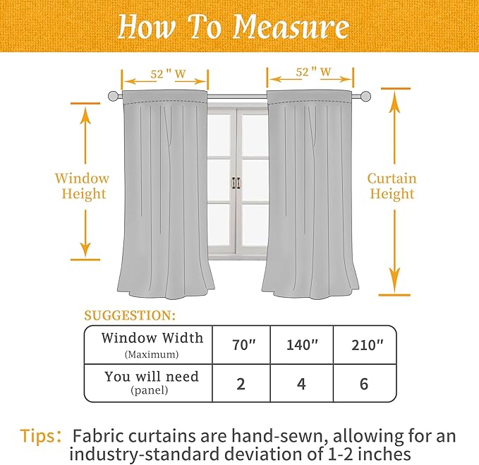LAMIT Linen Curtains 63 Inch for Bedroom, Light Filtering Neutral Semi Sheer Window Treatment Farmhouse Curtains Rod Pocket Panels for Living Room/Dining Room, 2 Panels, 52 x 63 Inch, Light Blue