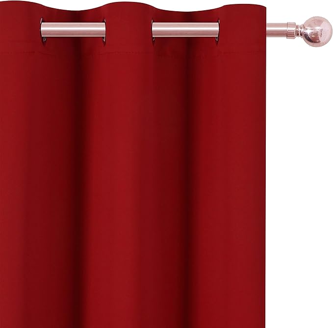 LEMOMO Red Thermal Blackout Curtains/52 x 54 Inch/Set of 2 Panels Room Darkening Curtains for Bedroom