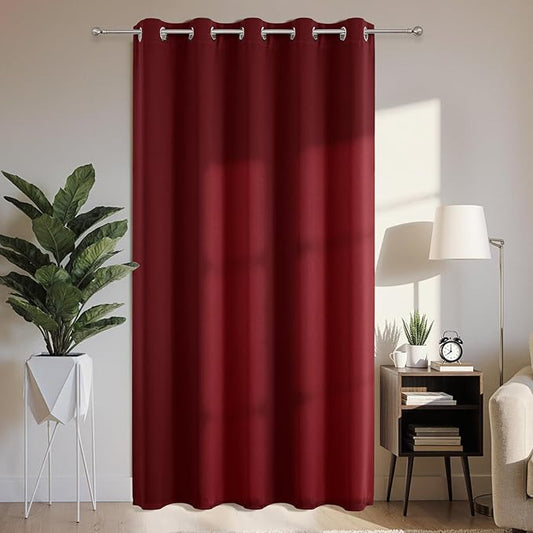 Joydeco Blackout Patio Sliding Door Curtains 108 Inches Long, Grommet Privacy Room Divider Curtains, Extra Wide Thermal Blackout Drapes for Bedroom Living Room (Burgundy Red, 70Wx108L, 1 Panel)