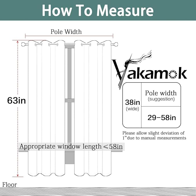 Yakamok Light Blocking Window Curtains Thermal Insulated Room Darkening Drapes for Bedroom,Solid Grommet Top Window Panels, 38x63 Inch, Light Beige, One Pair
