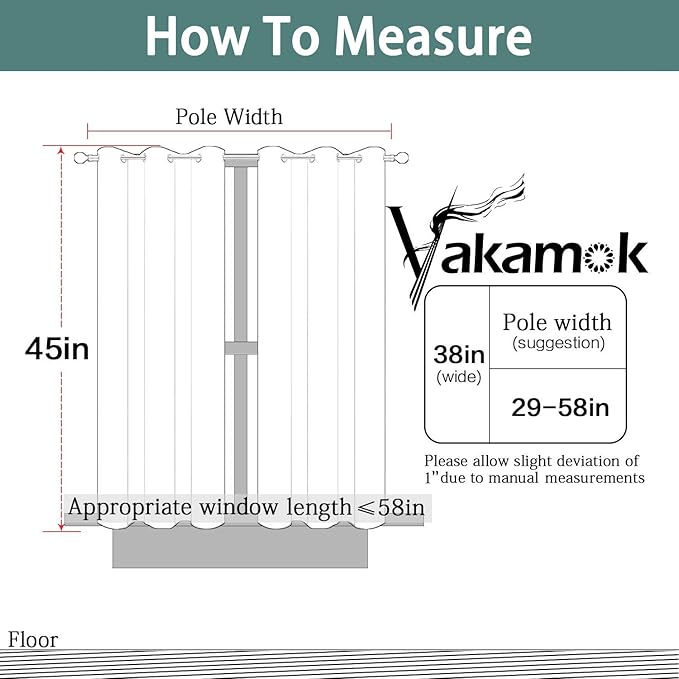 Yakamok Blackout Curtains for Bedroom, Room Darkening Thermal Insulated Grommet Window Drapes for Living Room, 38W x 45L, Set of 2