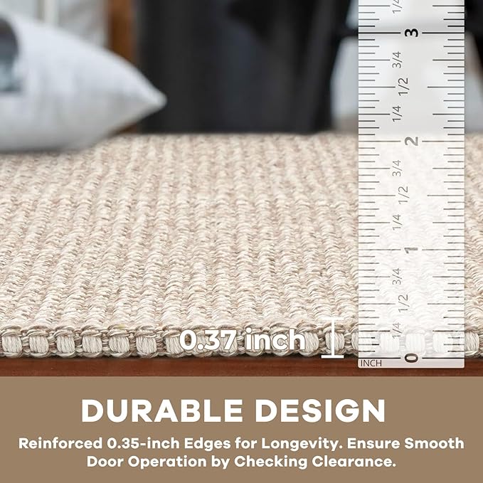 KOZYFLY Long Runners for Hallways 2x12 ft Washable Kitchen Runner Non Slip Rubber Backed Hallway Rugs Cotton Entryway Runner Rug Floor Carpet for Indoor Hall, Backdoor, Kitchen, Ivory/Khaki
