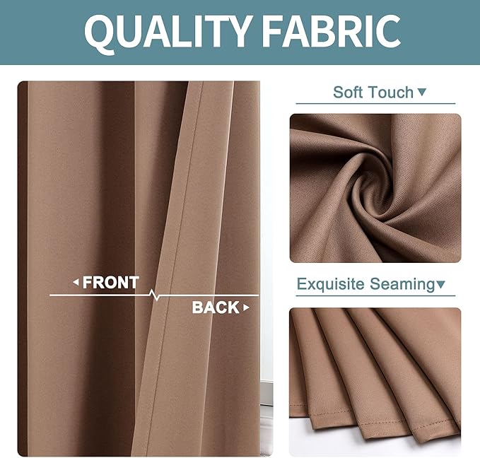 ChrisDowa Room Darkening Curtains 120 Inches Long 2 Panels Set for Living Room, Grommet Thermal Insulated Blackout Curtains for Bedroom (Cappuccino, 52 x 120 Inch)