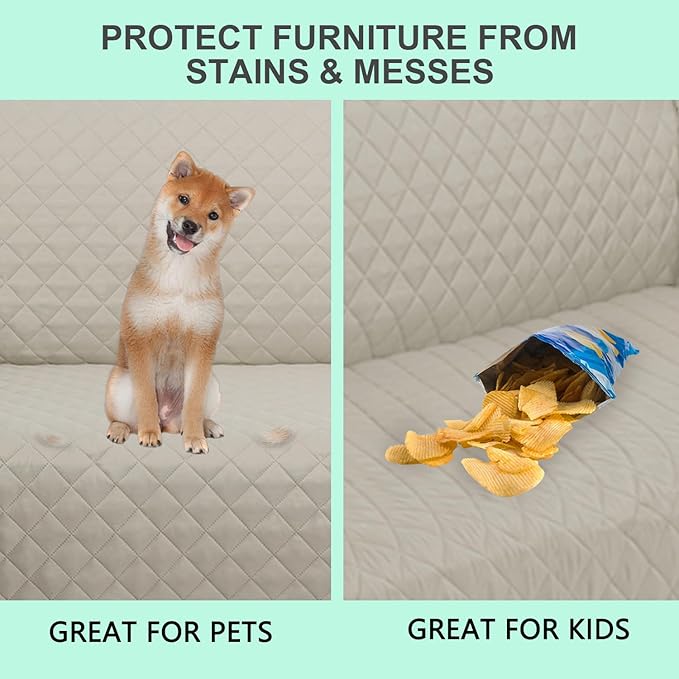 Recliner Chair Covers Reversible Sofa Cover Couch Cover for Pets Lazy Boy Furniture Protector(28''Recliner,Beige/Beige)