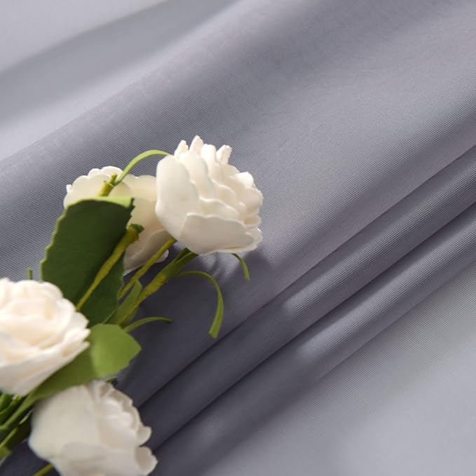 SpaceDresser Basic Rod Pocket Sheer Voile Window Curtain Panels White 1 Pair 2 Panels 38 Width 63 Inch Long for Kitchen Bedroom Children Living Room Yard(Grey,38 W x 63 L)
