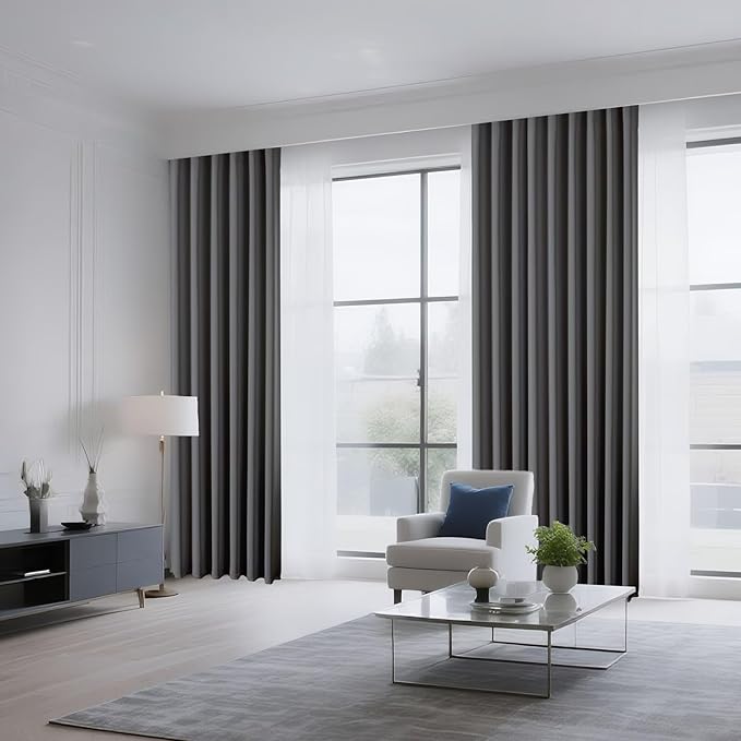 CUCRAF Light Grey Blackout Curtains 72 inch Length 2 Panels Set, Rod Pocket Room Darkening Drapes for Bedroom Living Room, Insulated Thermal Light Blocking Window Curtain (W52 x L72 Inch)