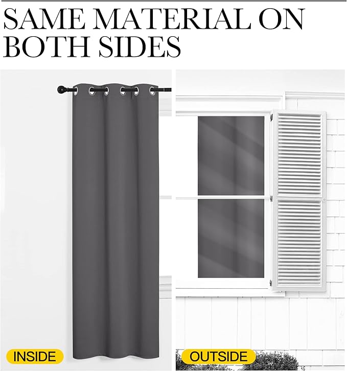 NICETOWN Blackout Curtains Panels for Bedroom - 3 Pass Microfiber Noise Reducing Thermal Insulated Solid Ring Top Blackout Window Drapes (2 Panels, 55 x 86 Inch, Gray)