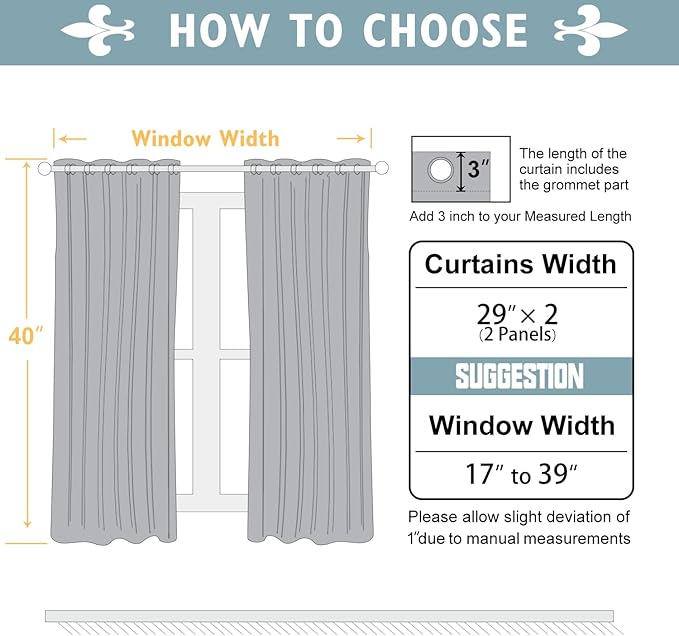 ChrisDowa Small Window Curtains 40 inches Long for Bedroom - Grommet Short Thermal Insulated Room Darkening Curtains for Kitchen (2 Panels, Beige, 29 x 40 Inch)