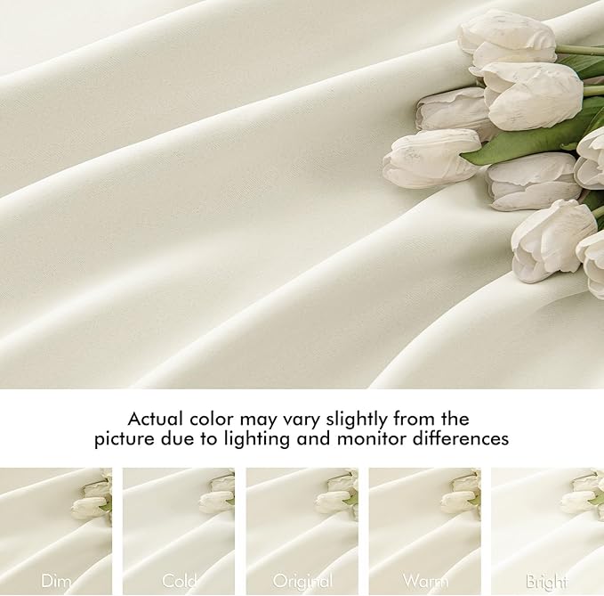 MIULEE Cream Back Tab Blackout Curtain 96 Inch Long 2 Panels Set for Bedroom, Rod Pocket/Pinch Pleat Thermal Insulated Living Room Darkening Pleated Light Blocking Floor to Ceiling Drape
