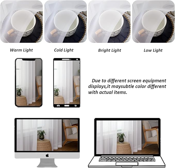 Chyhomenyc White Sheer Curtains 63 Inches Long 2 Panels, Light Filtering Bright Lightweight Curtains for Living Room, Soft Gentle Voile Rod Pocket Bedroom Window Drapes, 59Wx63L Inch, 2PCS