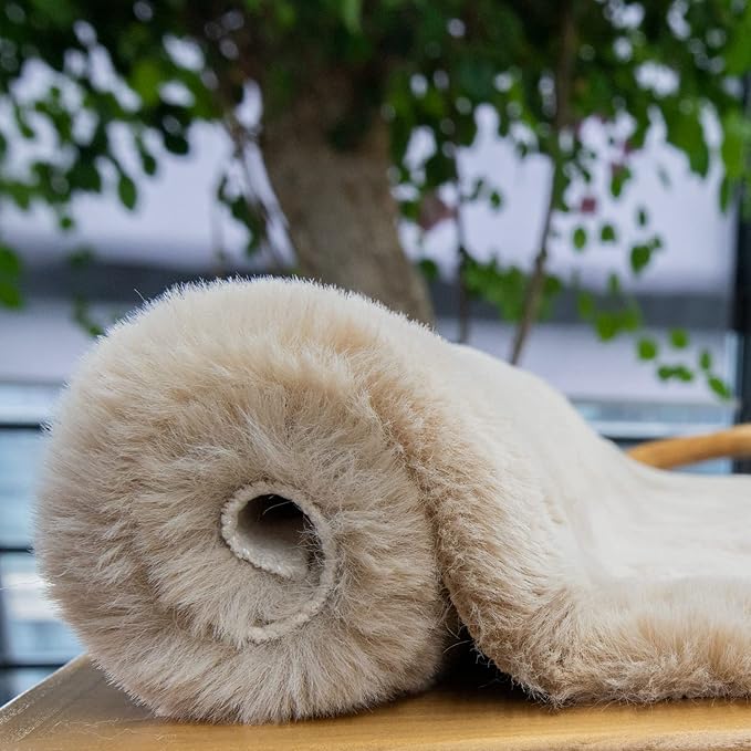 ORINOVA Light Brown Beige Plush Washable Fluffy Area Rugs for Bedroom Faux Fuzzy Bunny Fur Rug for Living Room Nursery Rug 3x5 Boho Rugs