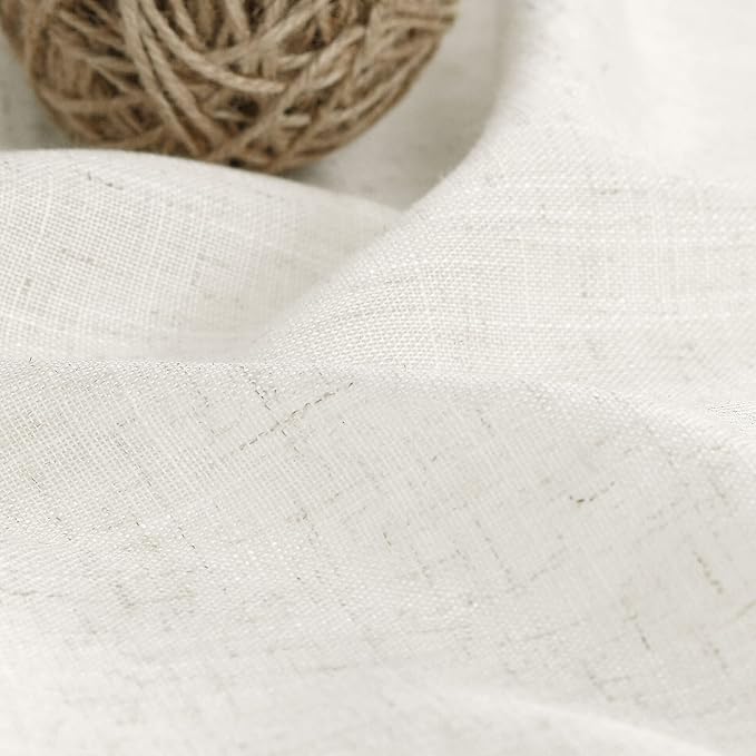 Cream Linen Curtains 121 Inches Long 2 Panels Set for Living Room Extra Long Back Tab Curtains Neutral Farmhouse Light Filtering Semi Sheer Linen Drapes Ceiling to Floor for Large Window 52x121