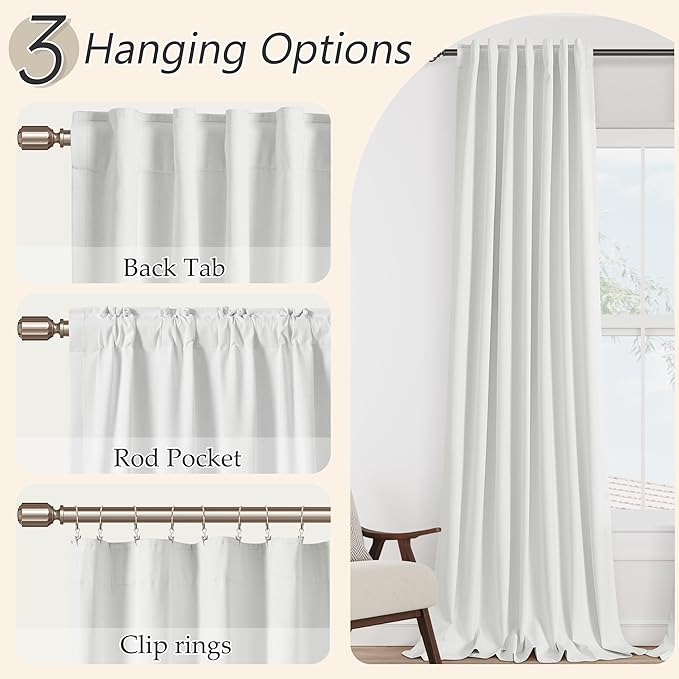 Guken 100% Blackout Linen Curtains 110 Inch Wide by 52 Inch 2 Panels Set for Living Room Bedroom Back Tab Thermal Insulated Black Out Linen Drapes Room Darkening Window Curtains