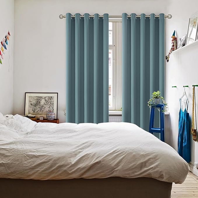BGment Room Darkening Curtains 84 Inches Long - Grommet Thermal Insulated Drapes Window Treatment Curtains for Bedroom, 2 Panels, 70 x 84 Inch, Stone Blue