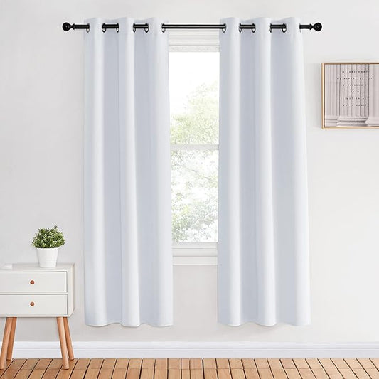 NICETOWN White Room Darkening Draperies and Curtains, Set of 2, 34 by 70 Inch, Home Fashion Energy Saving Grommet Top Room Darkening Drape Panels for Bedroom