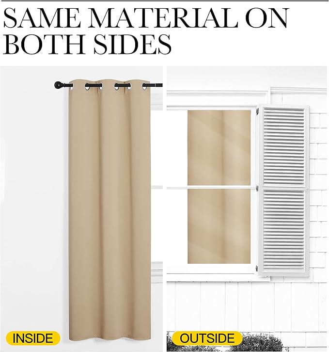 NICETOWN Bedroom Room Darkening Curtains, Biscotti Beige, 1 Pair, 55 inches by 108 Inch, Triple Weave Microfiber Grommet Top Thermal Insulated Solid Darkening Panels/Drapes for Kid's Room