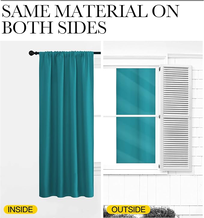 NICETOWN Peacock Blue Blackout Curtains Panels for Window, Thermal Insulated Rod Pocket Blackout Drapes/Draperies for Living Room (2 Panels, W52 x L72 inches)
