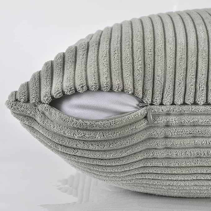 Fancy Homi 2 Packs Grey Decorative Throw Pillow Covers 20x20 Inch for Living Room Couch Bed Sofa, Rustic Farmhouse Boho Home Decor, Soft Corss Corduroy Patchwork Accent Square Cushion Case 50x50 cm