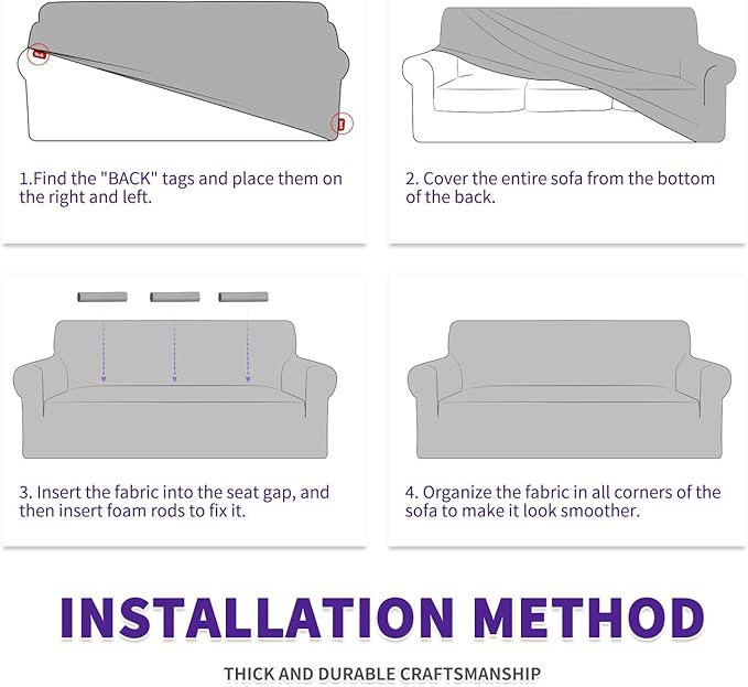 ZNSAYOTX Super Stretch Couch Cover (72"-92") Universal Sofa Covers with Elastic Bottom, Dog Cat Pets Friendly Washable Furniture Protector Fitted Sofa Slipcovers Stay in Place (Beige, Sofa)