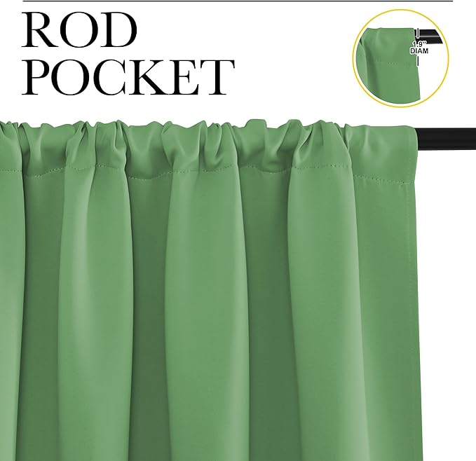 NICETOWN Room Darkening Curtains for Bedroom, Froest Green, Set of 2 Panels, 62 x 84 Inch, Triple Weave Home Decoration Thermal Insulated Solid Drapes for Patio Door