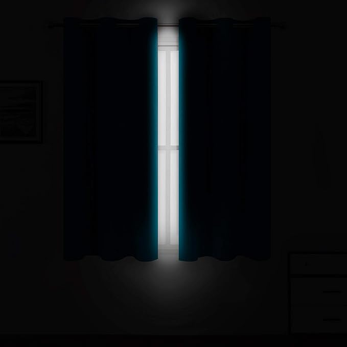 LEMOMO Teal Thermal Blackout Curtains/42 x 72 Inch/Set of 2 Panels Room Darkening Curtains for Bedroom