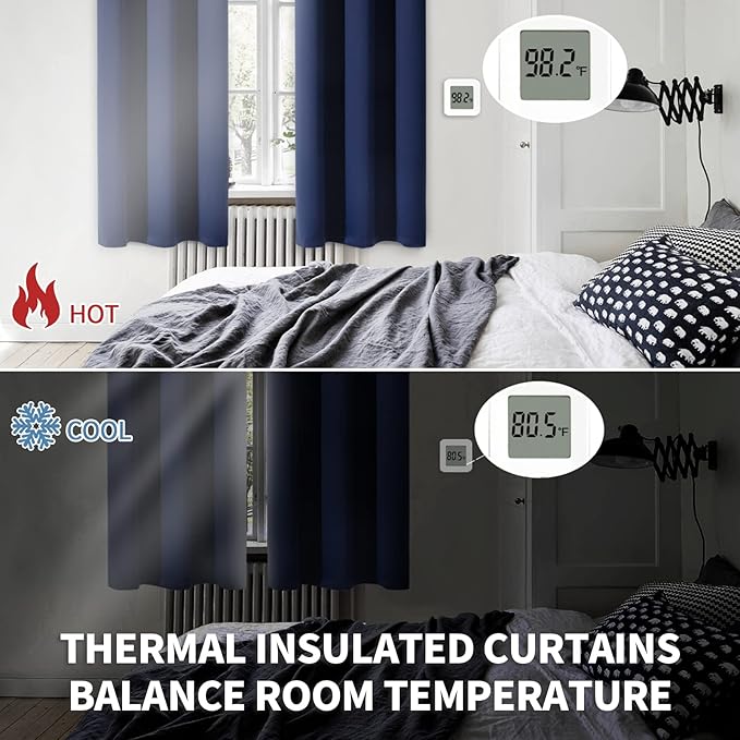 BGment Navy Blackout Curtains for Bedroom - Grommet Thermal Insulated Room Darkening Block Out Curtains for Living Room, Set of 2 Panels (52 x 63 Inch, Dark Blue)