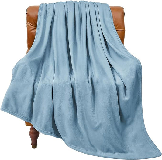 BEDELITE Fleece Blanket Washed Blue Throw Blankets for Couch & Bed, 300GSM Luxury Plush Cozy Fuzzy Blanket 50" x 60", Super Soft Warm Lightweight Throw Blanket for Travel Camping