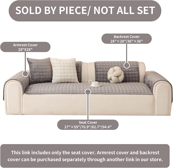 Velvet Couch Covers for Dogs, Dog Sectional Couch Covers, Pet Couchs Cover for Large Sectional, Couchs Protector for Dogs, Sectional Sofa Cover for Pet Washable(1PC,Dark Grey,27.6"×94.4")
