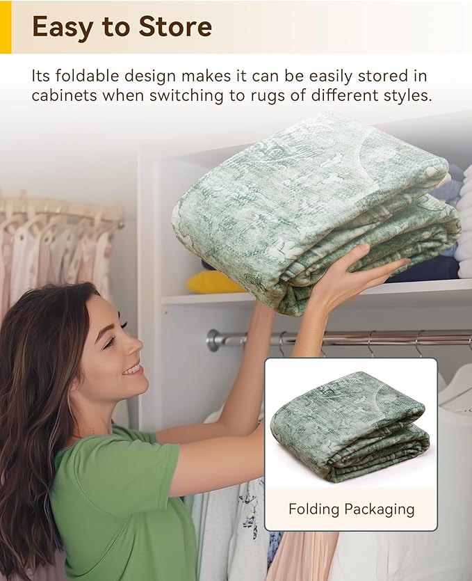 RELEANY Area Rugs 3'x6' Runner Rug Non Slip Washable for Kitchen Hallway Bedroom Beside Laundry Room Bathroom Rug, Floor Carpet, Dark Green Gray