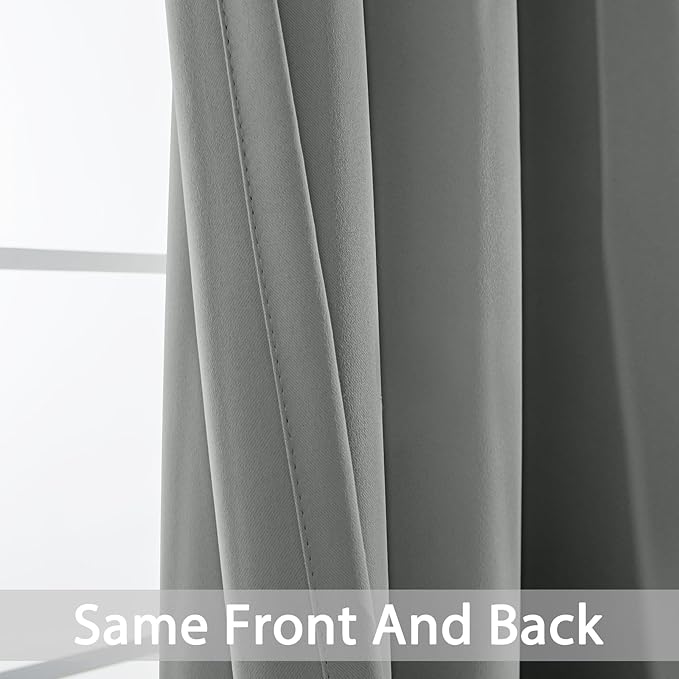 Yakamok Dove Grey Room Darking 90 Inch Length 2 Panel Sets for Livingroom Dining Room Darkening Thermal Insulated Bay Window Hotel Modern Elegant Black Out Sunblock Curtins/Bedroom,52 x 90 Inches