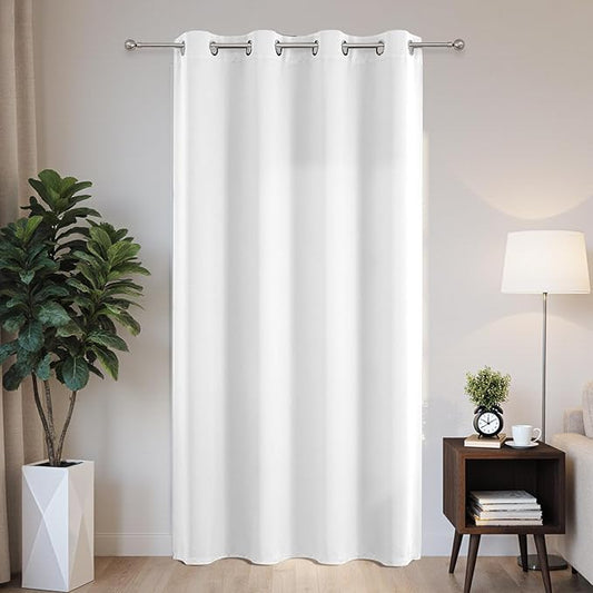Joydeco Blackout Patio Sliding Door Curtains 108 Inches Long, Grommet Privacy Room Divider Curtains, Extra Wide Thermal Blackout Drapes for Bedroom Living Room (Pure White, 60Wx108L, 1 Panel)