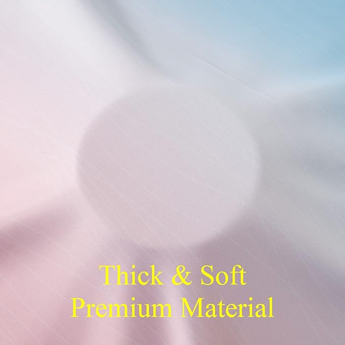 Pink and Blue Blackout Curtains 84 Inches Long,Ombre and Wave Line Pattern Grommet Thermal Insulated Gradient Blackout Curtains for Bedroom,Full Light Blocking Drapes for Kid Room,52x84 Inch,2 Panels