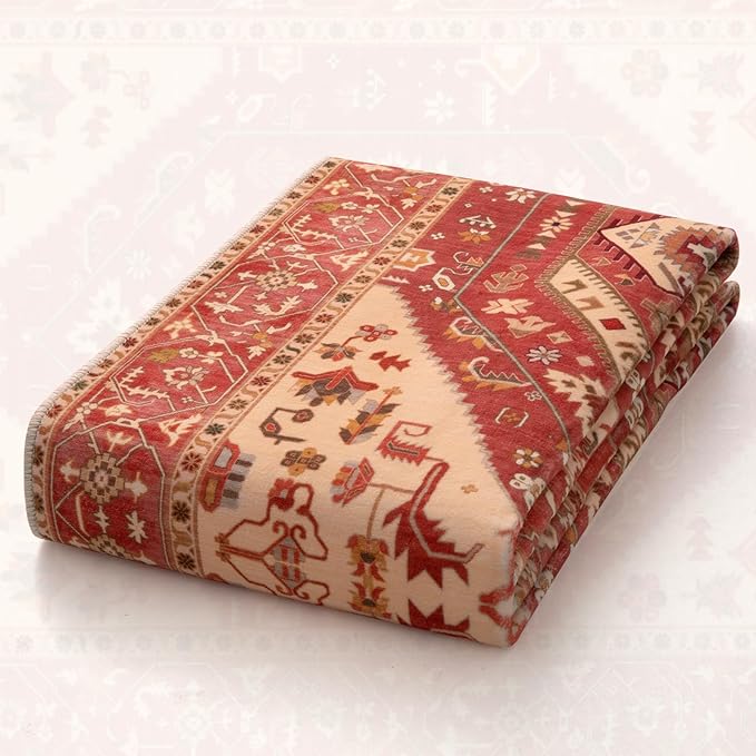SERISSA Washable Rugs 8x10 Area Rugs, Large Non-Slip Boho Living Room Rug, Ultra Soft Oriental Vintage Red Print Distressed Carpet for Dining Room Bedroom Dorm Office Home Decor