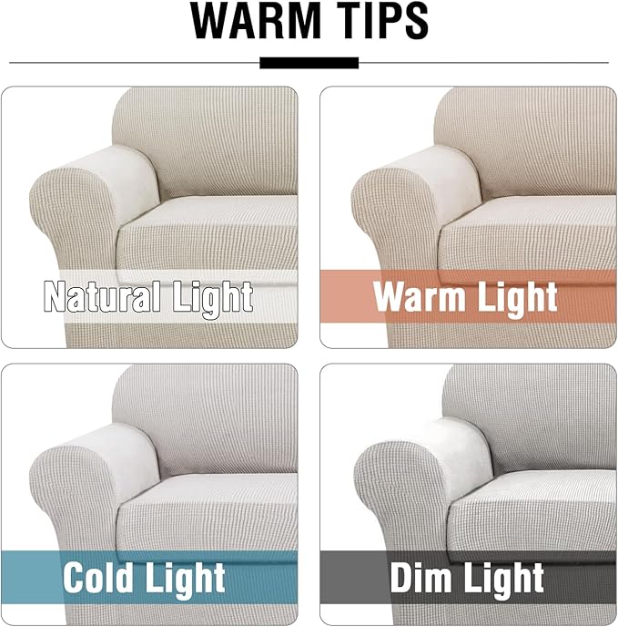 H.VERSAILTEX 3 Piece Stretch Sofa Covers for 2 Cushion Sofa Couch Covers for Living Room Sofa Slipcovers (Base Cover Plus 2 Seat Cushion Covers) Thicker Jacquard Fabric(Large Sofa, Island Fossi)