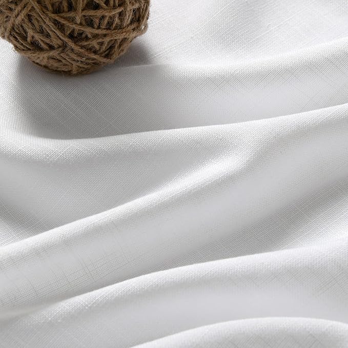 Nanspring White Linen Curtains 84 inches Long for Bedroom Back Tab Light Filtering Privacy Sheer Modern Farmhouse Coastal Decor Off Cotton Textured Gauze Curtain Living Room 2 Panel Set