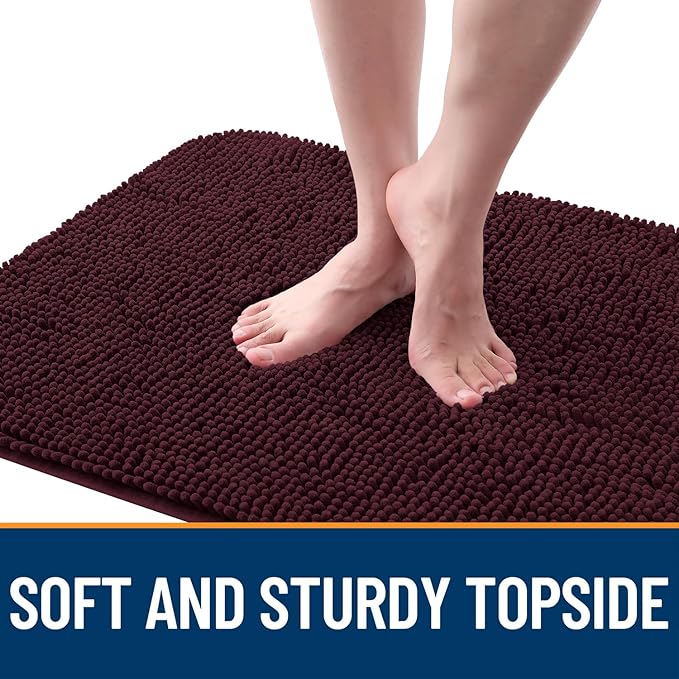 OLANLY Dog Door Mat for Muddy Paws 36x24, Absorbs Moisture and Dirt, Absorbent Non-Slip Washable Doormat, Quick Dry Chenille Mud Mat for Dogs, Entry Indoor Entryway Carpet for Inside Floor, Russet